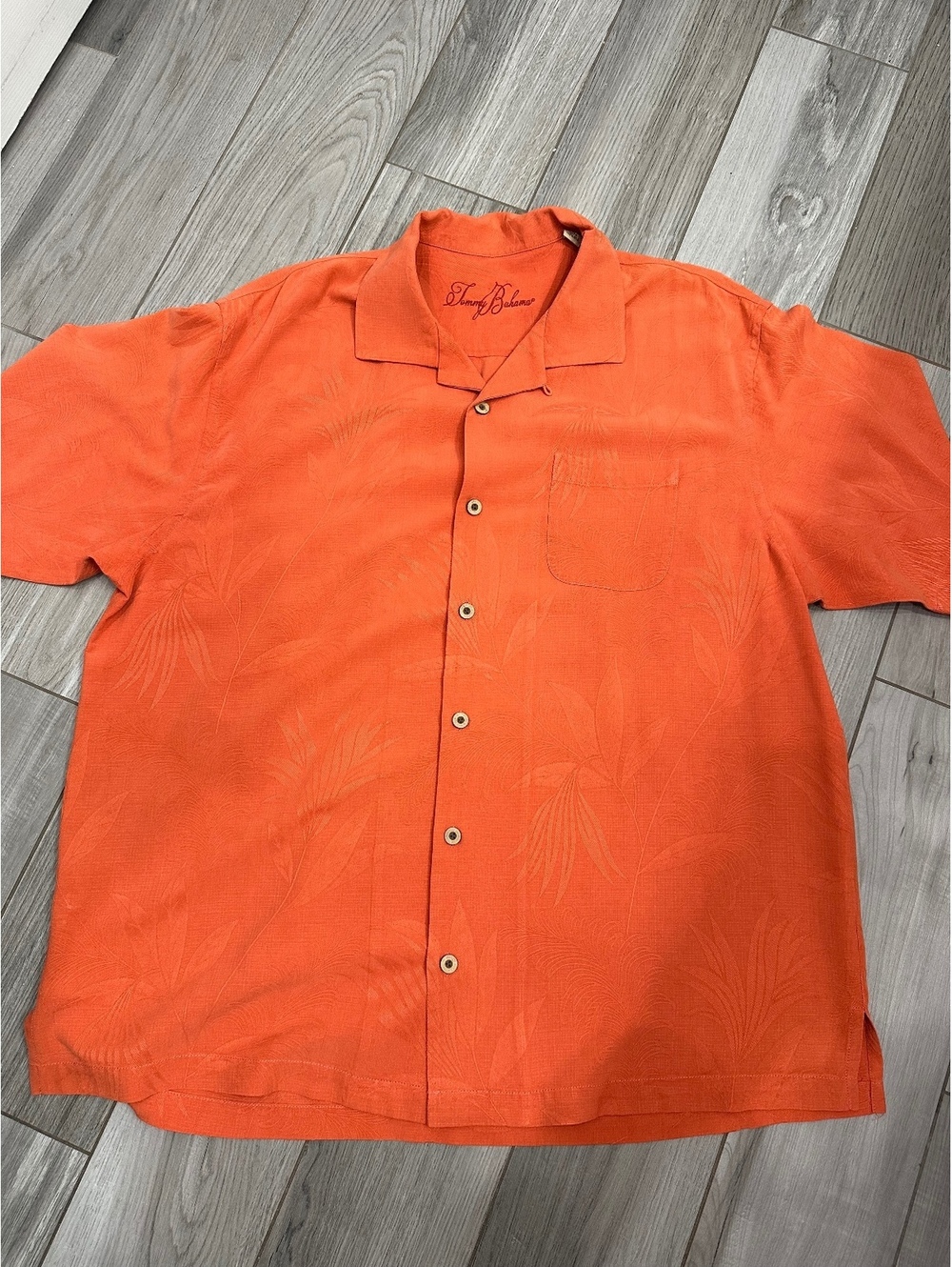 Tommy Bahama Orange Silk Short Sleeve Button-Up Shirt XL